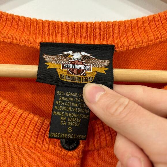 Vintage Harley Davidson Lightweight Knit Cardigan Sweater Small Biker Bikercore - Picture 6 of 6